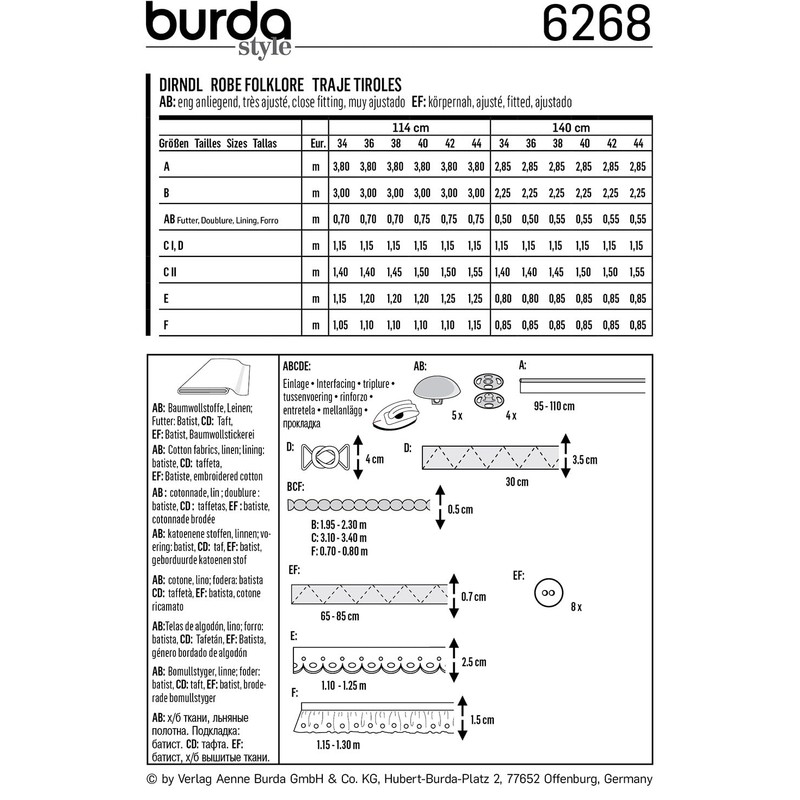 Burda Style Sewing Pattern 6268 - Misses Dirndl Style Sweater