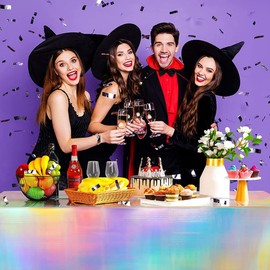 COLLBATH Safe Material Iridescent Tablecloth Foldable Decorative Table Cover for Birthday Parties