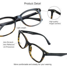 VisionGlobal Blue Light Blocking Glasses for Computer Reading or Gaming, UV 400 Anti Glare Lenses Help Reduce Eye Strain and Fatigue, Men and Women Frame, 0.00 (No Magnification)