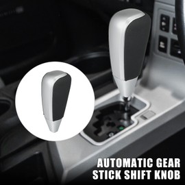 X AUTOHAUX Car Automatic Gear Stick Shift Knob for Toyota Land Cruiser 2016-2017 for Toyota 4Runner 2010-2017 Black Faux Leather Silver Tone Long