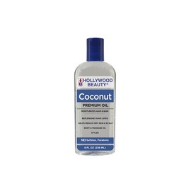 Hollywood Beauty Coconut Hair Oil, 8oz Bottle, Moisturizes Hair & Skin, Replenishes Important Hair Lipids, Body & Massage Oil, Helps Releve Scalp Dryness, Reduces Dandruff