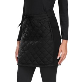 MoFiz Women's Puffer Quilted Skirt Insulated Warm Winter Skirt with Full Zipper Snow Skirts for Hiking Running Golf Outdoor Black L