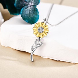 DAYLINLOVE Sunflower Cremation Necklace For Ashes 925 Sterling Silver Memorial Pendant Cremation Urn Necklace For Women