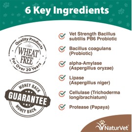 NaturVet – Advanced Probiotics & Enzymes - Plus Vet Strength PB6 Probiotic | Supports and Balances Pets with Sensitive Stomachs & Digestive Issues | for Dogs & Cats