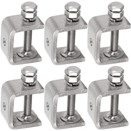 KYIEN Small C Clamps for Woodworking 30mm, Heavy Duty Metal Welding Clamp, Universal Stainless Steel Desk Clip for Mounting, with Wide Jaw Opening & Adjustable Screw & Pads(6PCS)