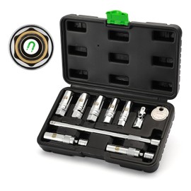 10PCS 3/8" Drive Magnetic Spark Plug Socket Set, Swivel Spark Plug Socket, 9/16", 5/8", 3/4", 13/16", 14, 16, 18mm, Universal Joint & Extension Bar, CR-V, Enhanced Magnetic Design