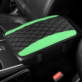 Lyxheth Car Center Console Cover, Car Armrest Cover, Universal Leather Waterproof Armrest Seat Box Cover Protector, Comfortable Car Decor Accessories Arm Rest Cover Pad for Most Cars (Green)