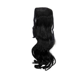 WIG ME UP - YZF-TC18-1 Hairpiece Pontail Pigtail extension slim light wavy comb and ribbon deep black 18inch