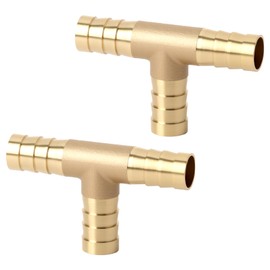 T-Hose Connector 10 mm, Pack of 2 T-Hose Connectors Brass Compressed Air Hose Nozzle 3-Way Connector T Hose Nozzle Heavy Design D 3/8 Inch for Water Air Oil Gas Pipe Compressed Air Hose