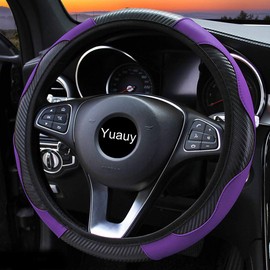 Yuauy Steering Wheel Cover Microfiber Leather Anti-Slip Universal Car Steering Wheel Cover Faux Leather for Car Accessories Auto Car Without Inner Ring (Purple)