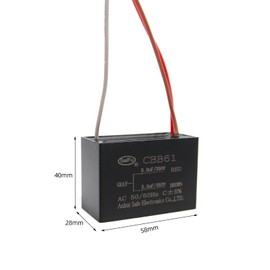 CBB61 5uf+5uf 3-Wire 350V AC Ceiling Fan Capacitor - 50/60 Hz - Polypropylene Film Capacitors Compatible with Electrical Power Relay Connecting Capacitor