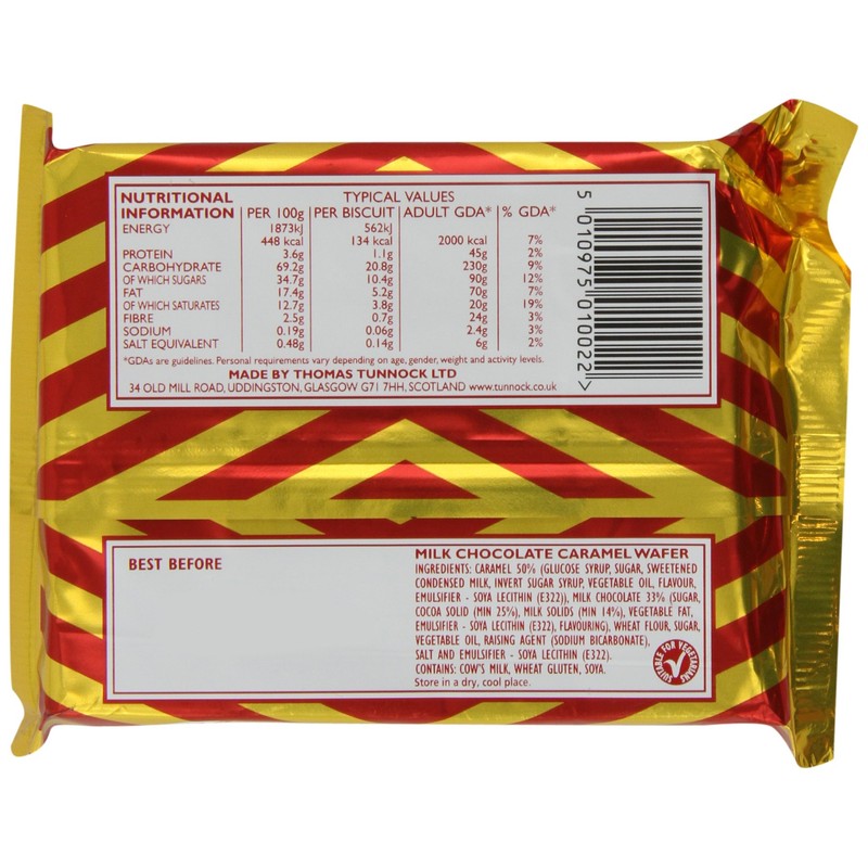 Tunnock's Real Milk Chocolate Caramel Wafer Biscuits 30 g (Pack