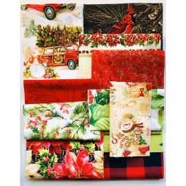 Christmas Fabric Scraps For Junk Journals, Scrapbooking, Crafting 12 Pieces #C12