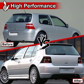 Nixon Offroad Tail Lights for VW Golf MK4 / GTI 1999 2000 2001 2002 2003 2004 Tail Lamps LED Rear Lights Car Rear Lamps Assembly Replacement 1Pair (Matte Black Housing/Smoke Lens)