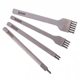 Leather Craft Kits Pricking Irons，Profession Diamond Lacing Stitching Chisel Set 3mm（1/2/4/6 Prong） DIY Home or Craft Projects，3/4/5/6mm Options, nophike Tools（3 MM）