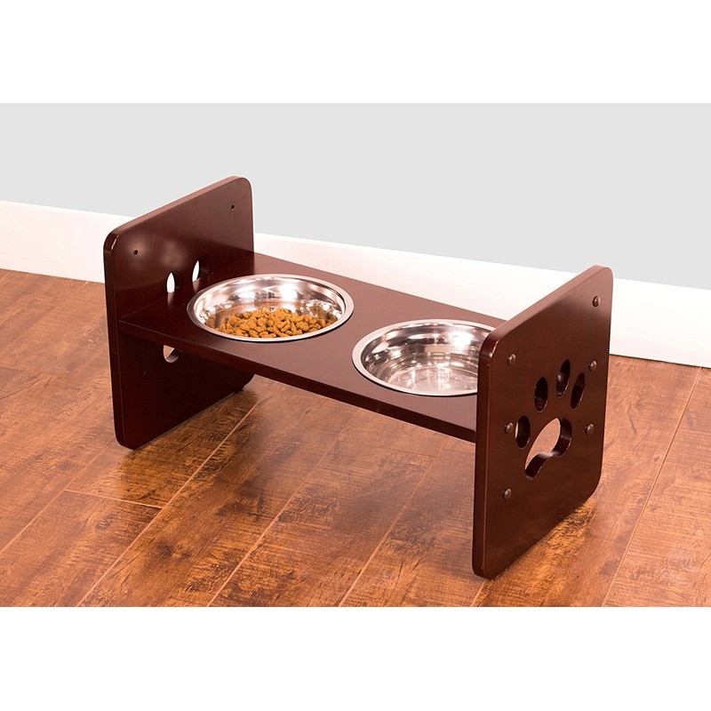 zoovilla Adjustable Pet Feeder, Espresso