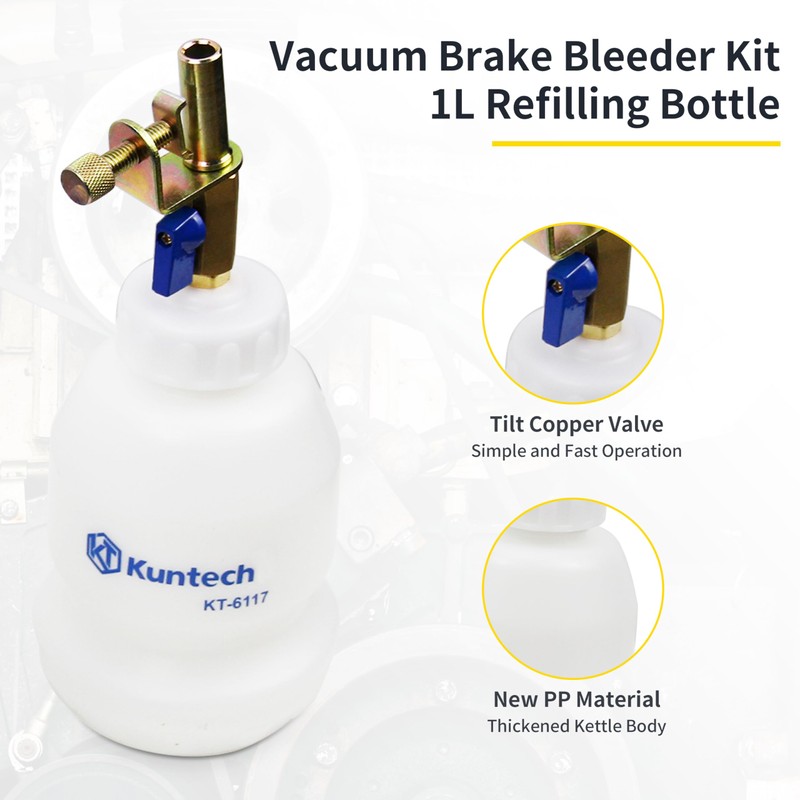 Kuntech Vacuum Brake Bleeder Kit with 2L Brake Fluid Extractor