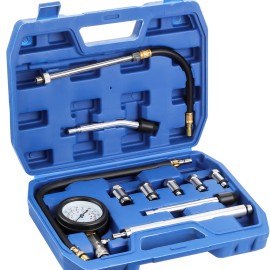 GEARZAAR 11x Cylinder Compression Tester Gas Engine Gauge Kit Tool Auto Car Motorcycle -