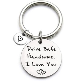 Drive Safe Keyring I Love You Keyring Boyfriend Husband Gift Driver Birthday Gifts for Him Boyfriend Husband Gifts, Silver, silver