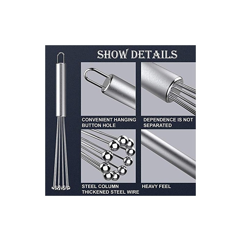 Ntcpefy 2 Pieces Stainless Steel Ball Whisk Wire Egg Whisk