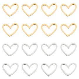 UNICRAFTALE 201 Stainless Steel Connecting Rings Laser Cut Asymmetrical Heart Love Closed Jewellery Connector Hollow Ring Connector Links for Women Jewellery Making, Stainless Steel