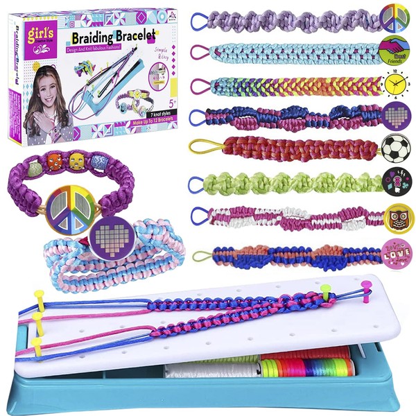 Friendship Bracelet Making Kit Girls - String Braiding Bracelet Kits for Girls Ages 8-12 - DIY Bracelets Maker Arts Crafts Toys for 9 10 11 12 Year Old Kids Teen Christmas Birthday Gifts Age 8-14