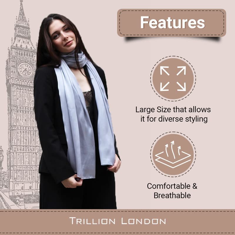 Trillion London® Spring Collection | Silver Plain Scarves | Silk