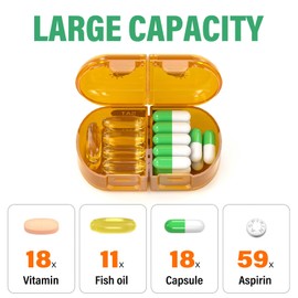 Codcaw Weekly Pill Organizer 2 Times a Day, Moisture-Proof, Detachable Compartments, AM PM Pill Box 2X 7 Day, Travel Pill Organizer for Pills/Fish Oil/Medication/Vitamin/Supplements (Amber)