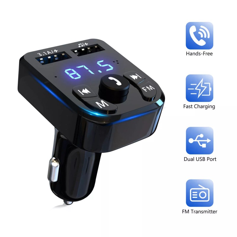 Unbranded Bluetooth 5.0 Car Wireless FM Transmitter Adapter 2USB PD