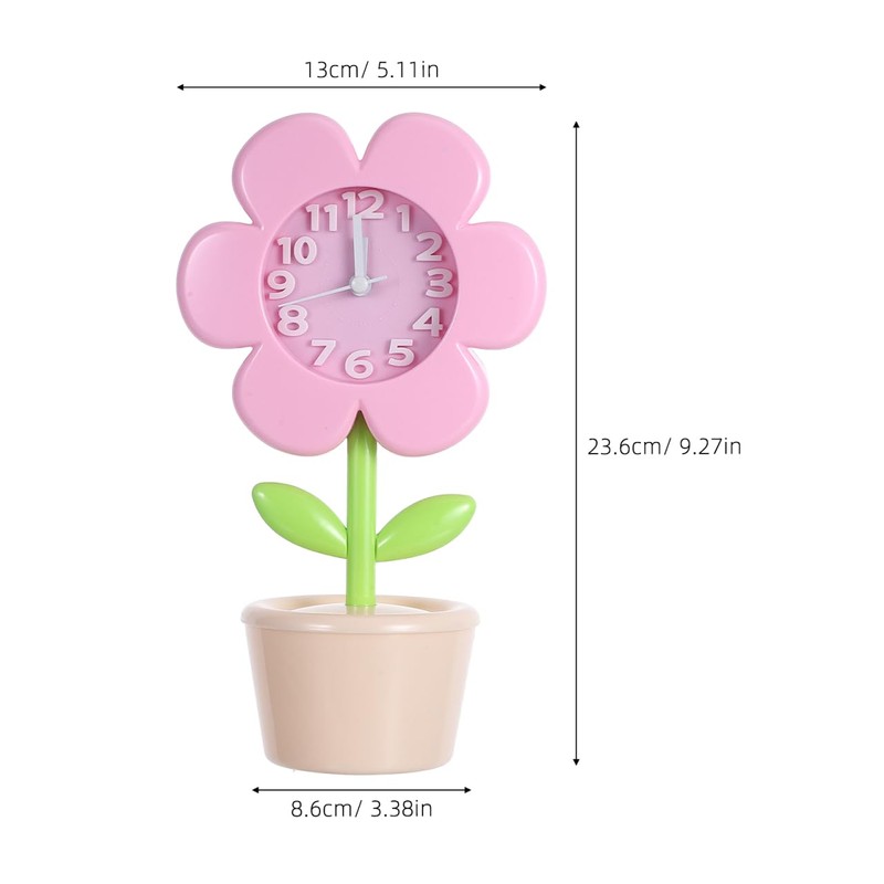 Artibetter Cute Flower Alarm Clock for Girls: Silent Movement &