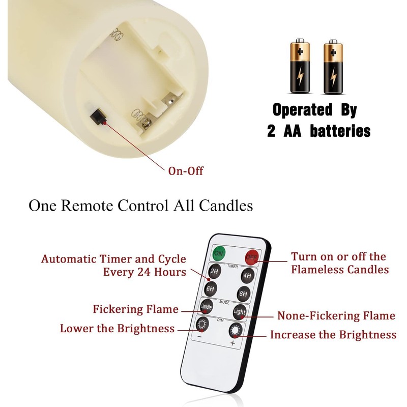 antizer Flameless Candles 6" Set of 2 Ivory Dripless Real