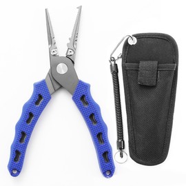 Fishing Plier Stainless Steel Japanese Type Portable Multifunction Fishing Plier with Oxford Cloth Bag for Outdoor Blue