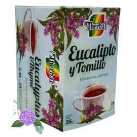 Té de Eucalipto & Tomillo (Eucalyptus & Thyme Tea) - 25 Tea Bags - 100% Natural, Vegan - Premium Therbal Brand