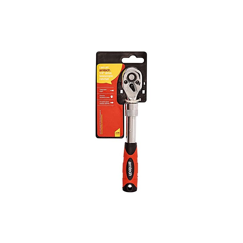 Amtech - 1/4in Telescopic Ratchet Handle, extends to 240mm, 72T