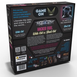 FROLIC Malware Mayhem Hacker Duel, Cyber War Edition Board and Card Game, White Hat vs. Black Hat Hackers, 2-Player, Age 13+, 60 Minutes