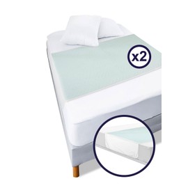 KMINA - Incontinence Bed Pads Washable 5 Layers (x2 Units, 35" Twin Bed), Reusable Mattress, Adults - Made in Europe