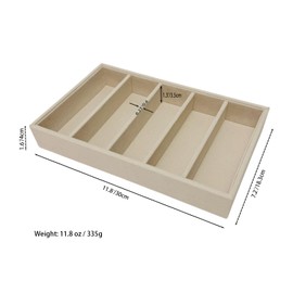 AgentMoon Velvet Jewelry and Eyeglasses Organizer Tray,5 Compartments Adjustable Grids,Thickened Frame,Storage Display Necklaces,Earrings,Bracelets,Rings,Watches,Stackable AntiStatic, Beige,11.8 oz.