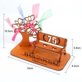 I LOVE MOM Money Gift 75th Birthday Wooden Sign Guest Book DIY Three-Dimensional Trees Bench Decoration Numbers for Gifts, Weddings, Parties, Birthdays, Anniversaries