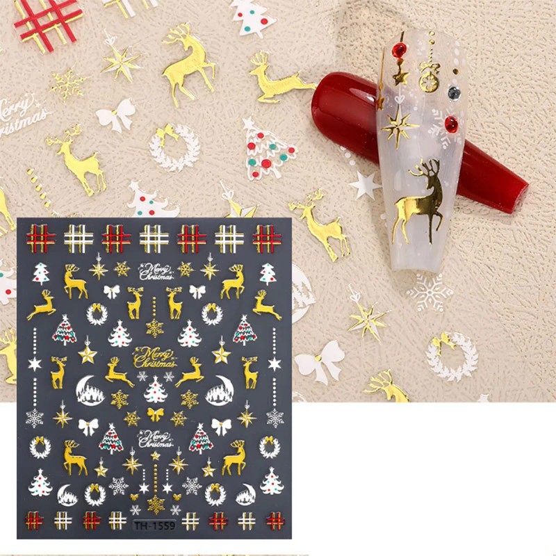 6pcs Nails Stickers Navidad Uñas Tiras De Múltiples Estilos Navidad