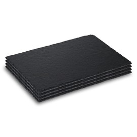 Sisson Distribution Slate Platter Set of 4-10" x 8" Black Slate Cheese Boards for Meat, Cheese, Appetizers - Elegant Stone Serving Trays for Parties, Housewarming - Premium Slate Serving Plates