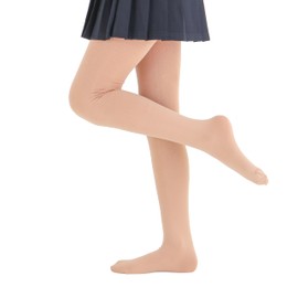 Paralinda Girls Colorful Fleece Lined Tights Kids Warm Thermal Tights (Nude, 11-13Y)