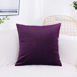 YunJeude Cushion Covers 15.7 x 15.7 inches (40 x 40 cm), Scandinavian Set of 3 Stylish Cute Velvet Solid Modern Antique Natural Zipper Interior Home Decor Car Room Decoration (40x40, Purple)