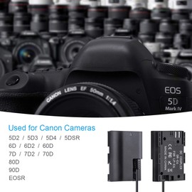FOMITO LPE6 DR-E6 Dummy Battery to D-tap for V-Mount BP Battery, for Canon EOS 5DS, 5DSR, 5D Mark II, 5D Mark III, 5D Mark IV, 60D, 60Da, 6D, 70D, 7D, 7D Mark II, 80D