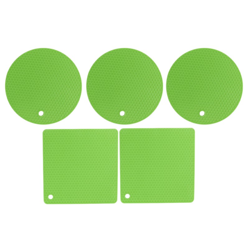 5Pcs Silicone Trivet Mat Square Round Honeycomb Hot Pad Non