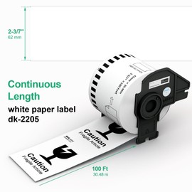 12 Rolls Replace Brother Continuous Label DK-2205 (2.4" X 100') Compatible with QL-800 QL-820 QL-810 QL-1110 and Other All Brother QL Label Printer, Suitable for Address Labels Barcode Labels