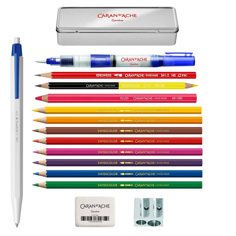 Caran d'Ache Swisscolor 3000.416 Multi-Product Set 16 Pieces in Metal