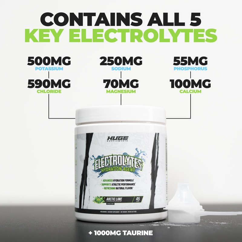 Huge Supplements Electrolytes Powder - Advanced Hydration Formula w/Full Electrolyte