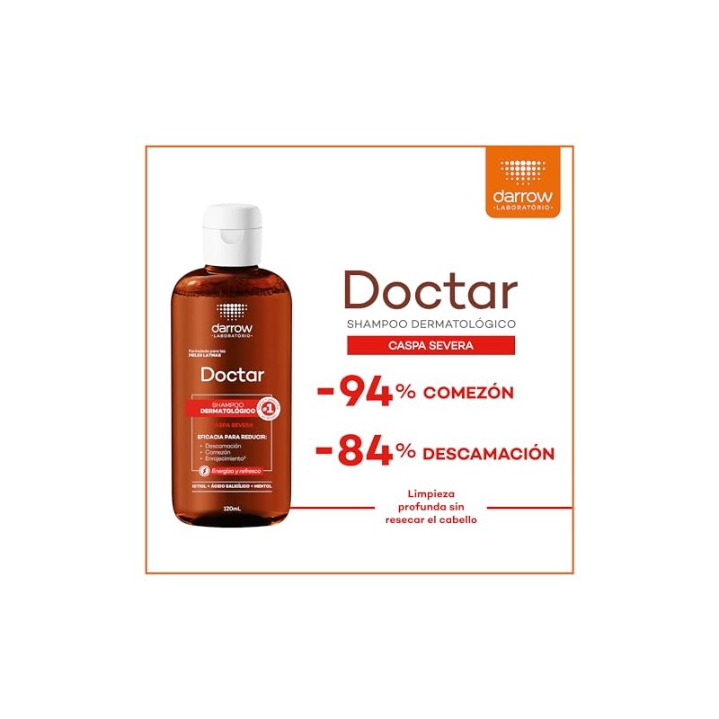 DARROW Doctar Shampoo Dermatológico Anticaspa severa, Triple Acción Antifúngica, 120ml