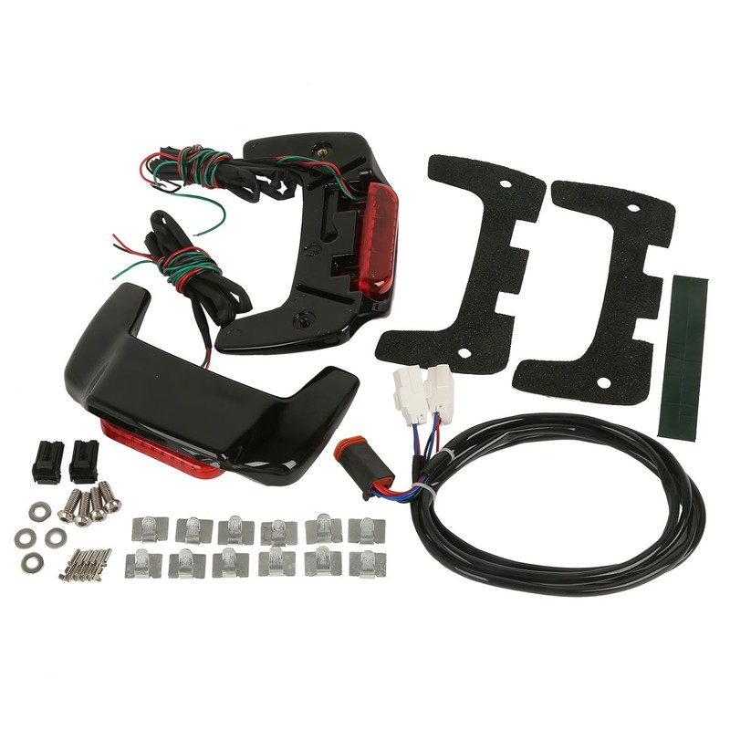 XMT-Moto Vivid Black Hard Saddlebag Lid LED Spoiler Kit Fit