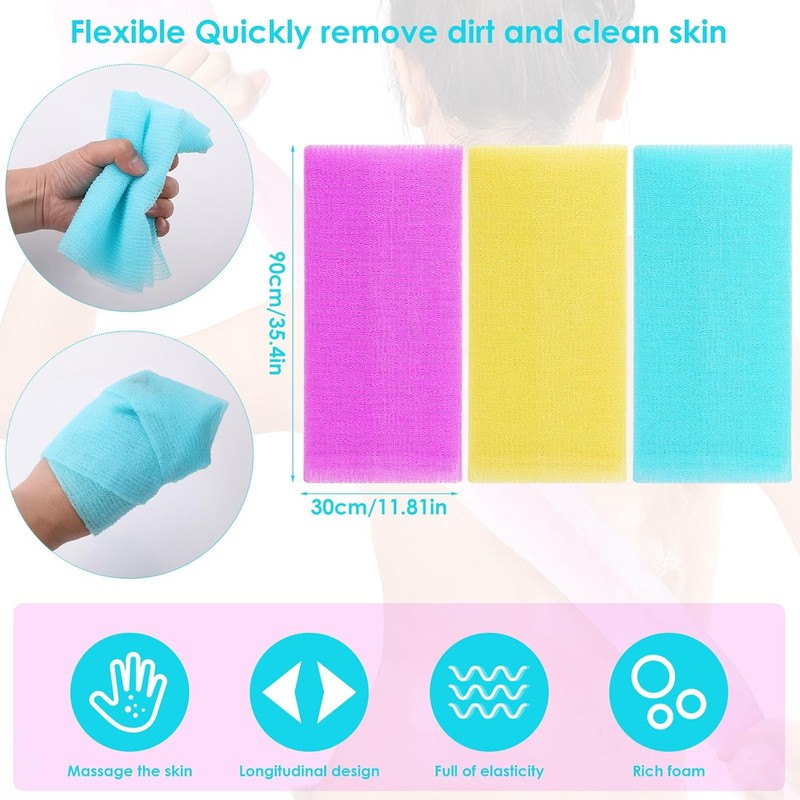 Paños Exfoliantes para Espalda – Set 3 de Nylon Premium